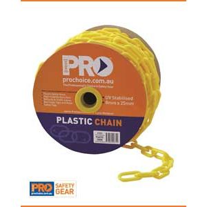 Heavy Duty 8mm Plastic Safety Chain - Yellow (25m)