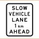Slow Vehicle Lane 1km Ahead - 900x1100mm - Class 1 Reflective Aluminium [G9-11]