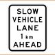 Slow Vehicle Lane 1km Ahead - 900x1100mm - Class 1 Reflective Aluminium [G9-11]