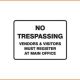 Farm Sign - No Trespassing Vendors & Visitors Must Register
